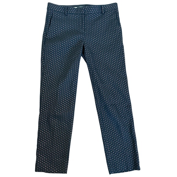 Ann Taylor Pants - Ann Taylor Devin Fit Rose Gold Metallic Polka Dot Ankle Pants Size 4 Slim Office